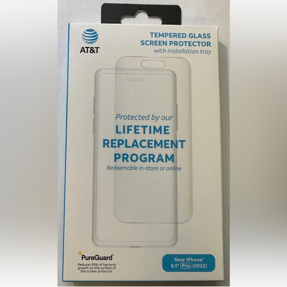 NEW AT&T Tempered Glass Screen Protector for Apple iPhone 14 Pro (6.1") NEW BOX